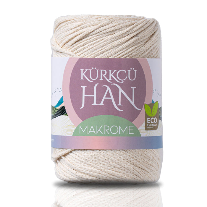 Kürkçü Han Makrome 3mm 200gr 130m Premium Örgü İpi EKRU