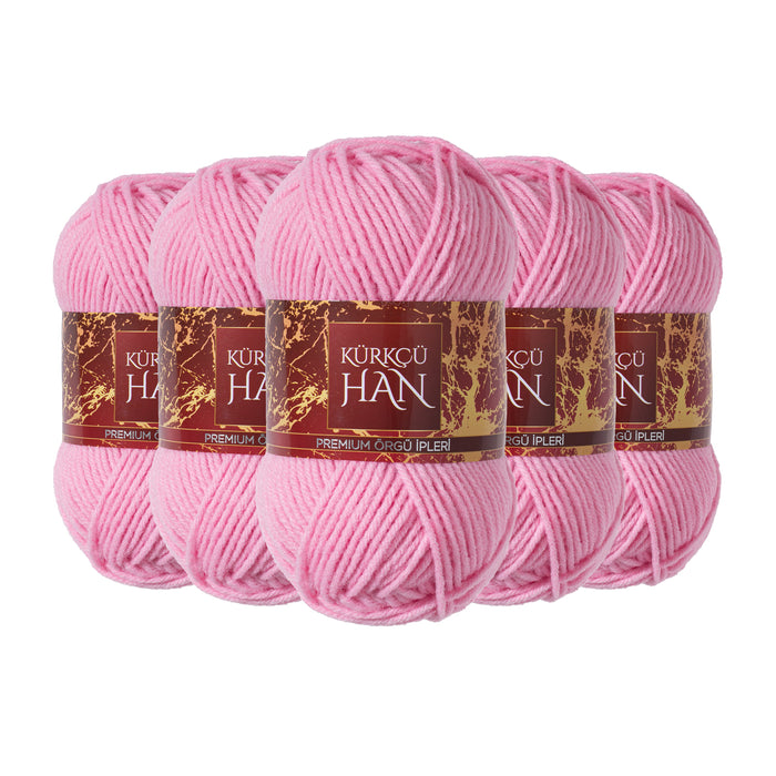 Kürkçü Han Dekor El Örgü İpi 5'li Paket Açık Pembe