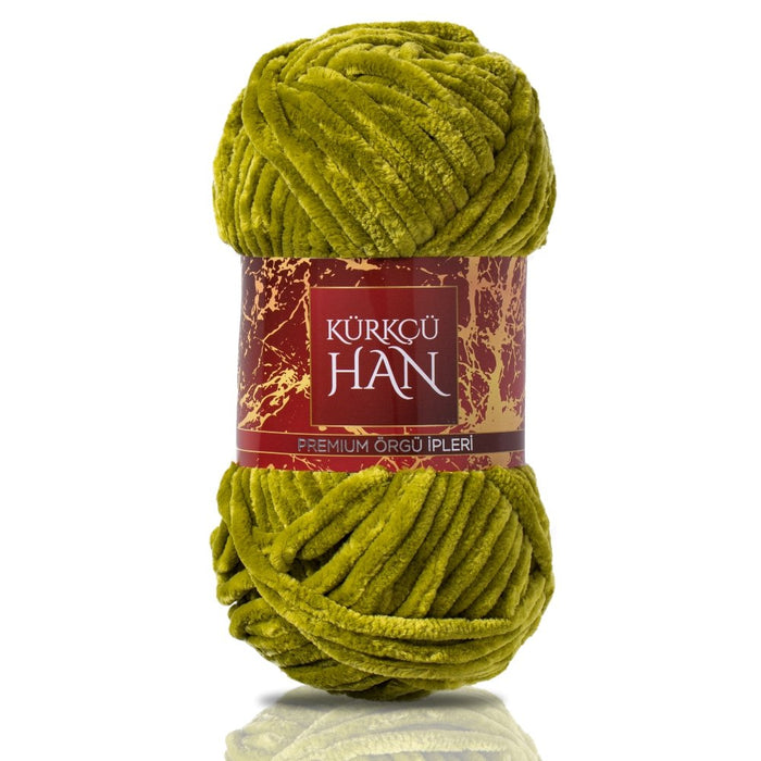 Kürkçü Han Kadife 100GR 95MT Örgü İpi Yağ Yeşili