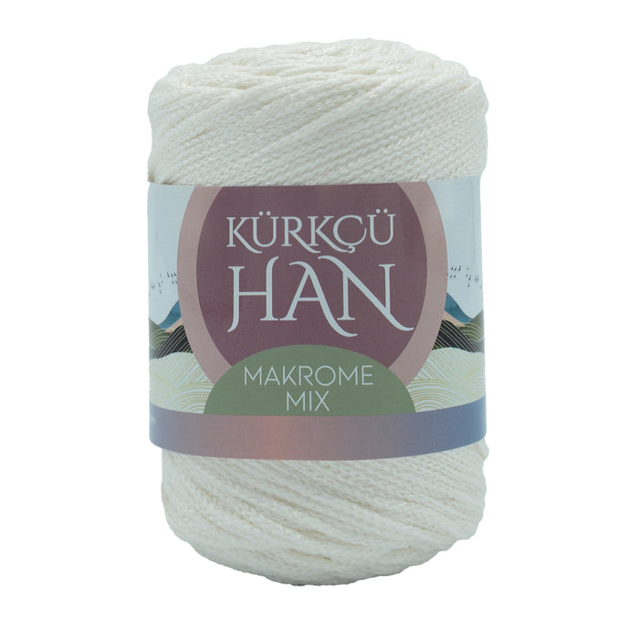 Kürkçü Han Makrome Mix 200gr 120m El Örgü İpi Beyaz