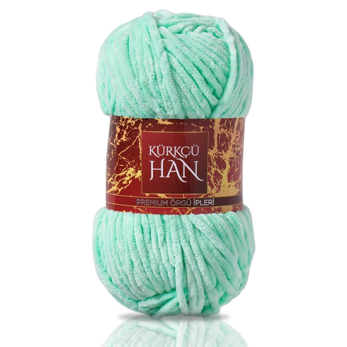 Kürkçü Han Kadife 100GR 95MT Örgü İpi Su Yeşili