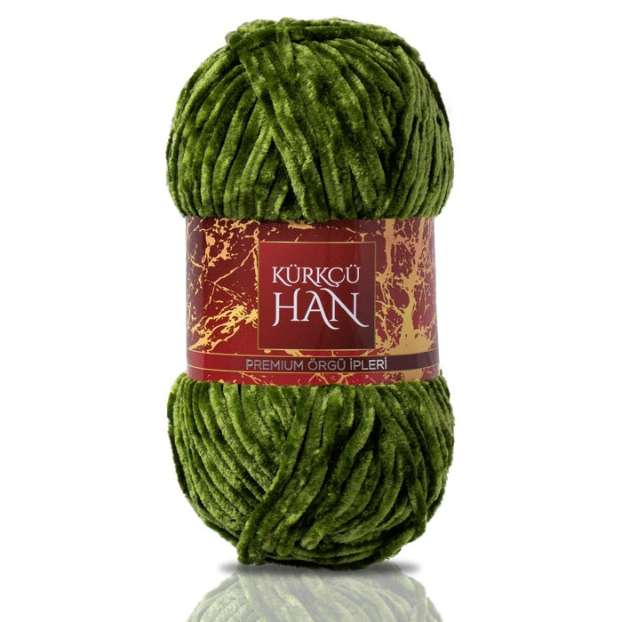 Kürkçü Han Kadife 100GR 95MT Örgü İpi Zümrüt Yeşili