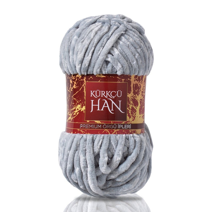 Kürkçü Han Kadife 100GR 95MT Örgü İpi Buz Mavisi