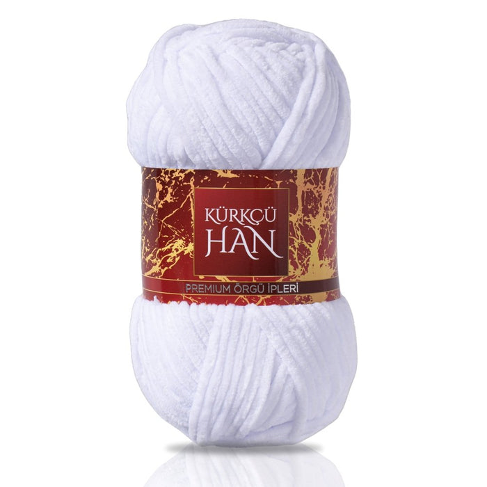 Kürkçü Han Kadife 100gr 95mt Örgü İpi Beyaz