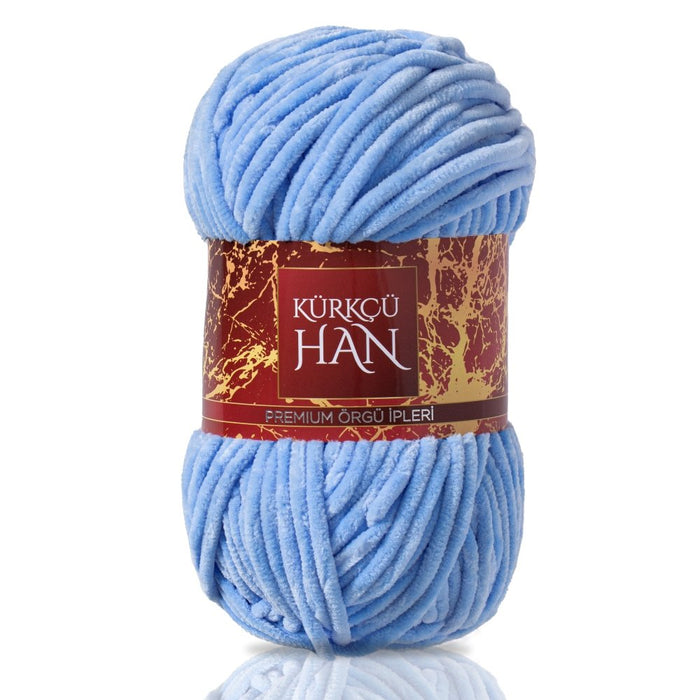 Kürkçü Han Kadife 100gr 95mt Örgü İpi Bebe Mavisi