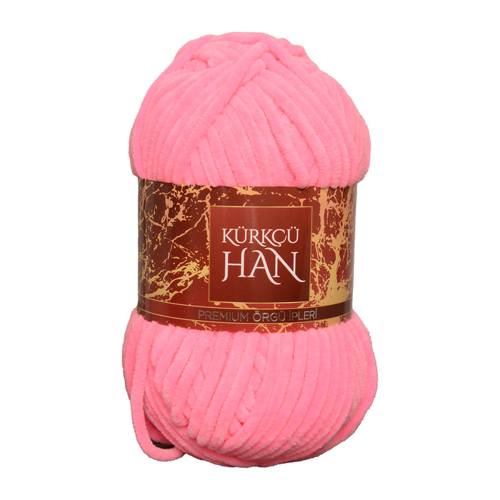 Kürkçü Han Kadife 100GR 95MT Örgü İpi Bebe Pembesi
