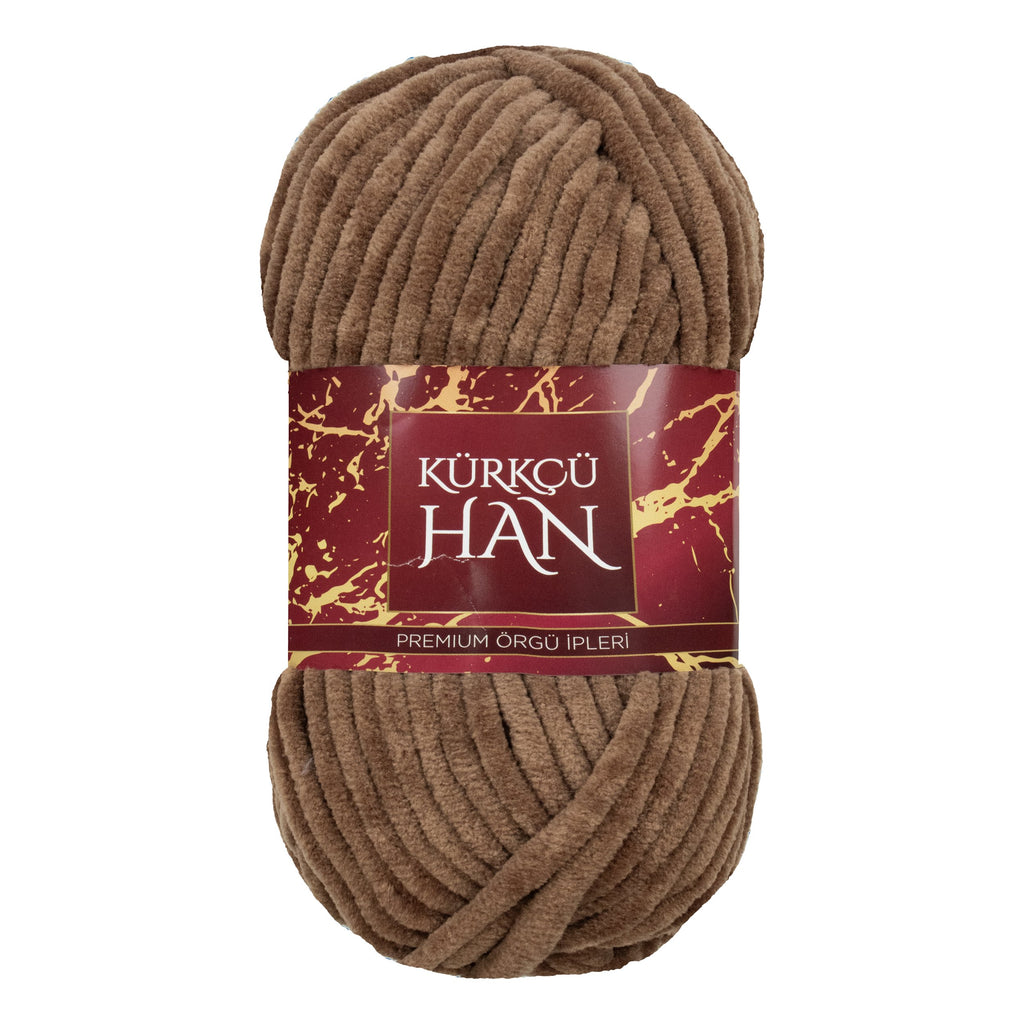 Kadife Örgü İpi 50gr %100 Polyester Yumuşak Pofuduk Orta Kahverengi