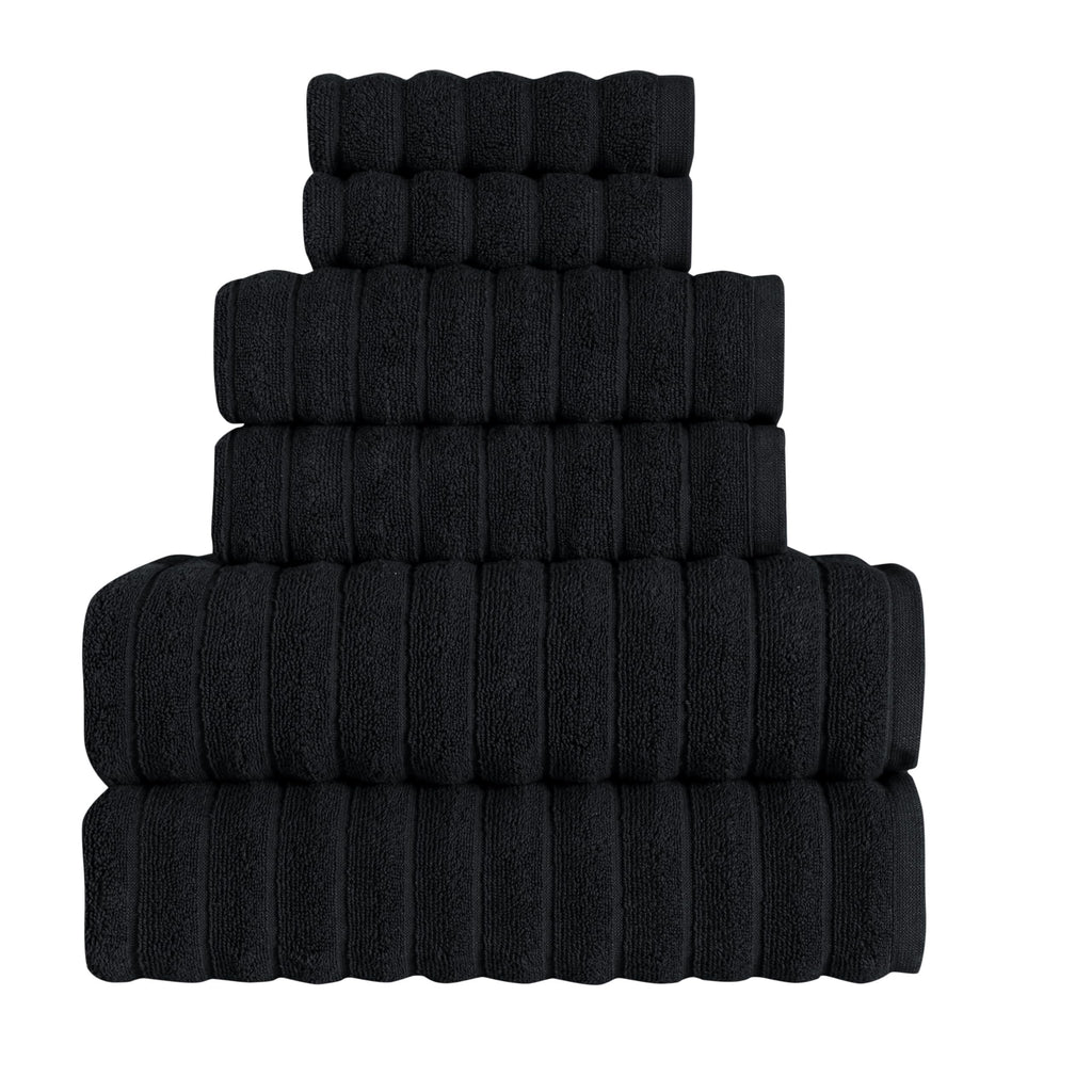 Beribo Cloud %100 Pamuk Türk Havlu Seti 6 Parça 620 GSM (Klasik Siyah)