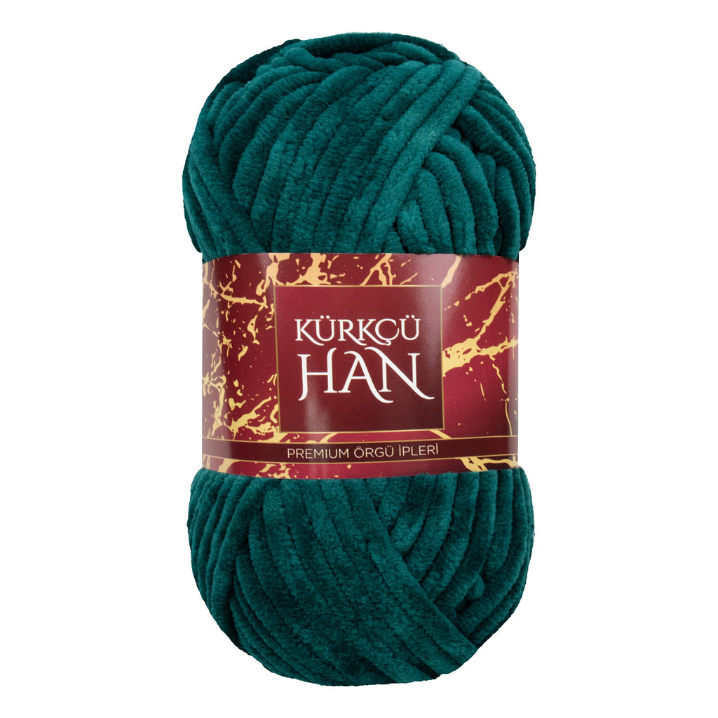 Kürkçü Han Kadife 100GR 95MT Örgü İpi Okyanus Yeşili