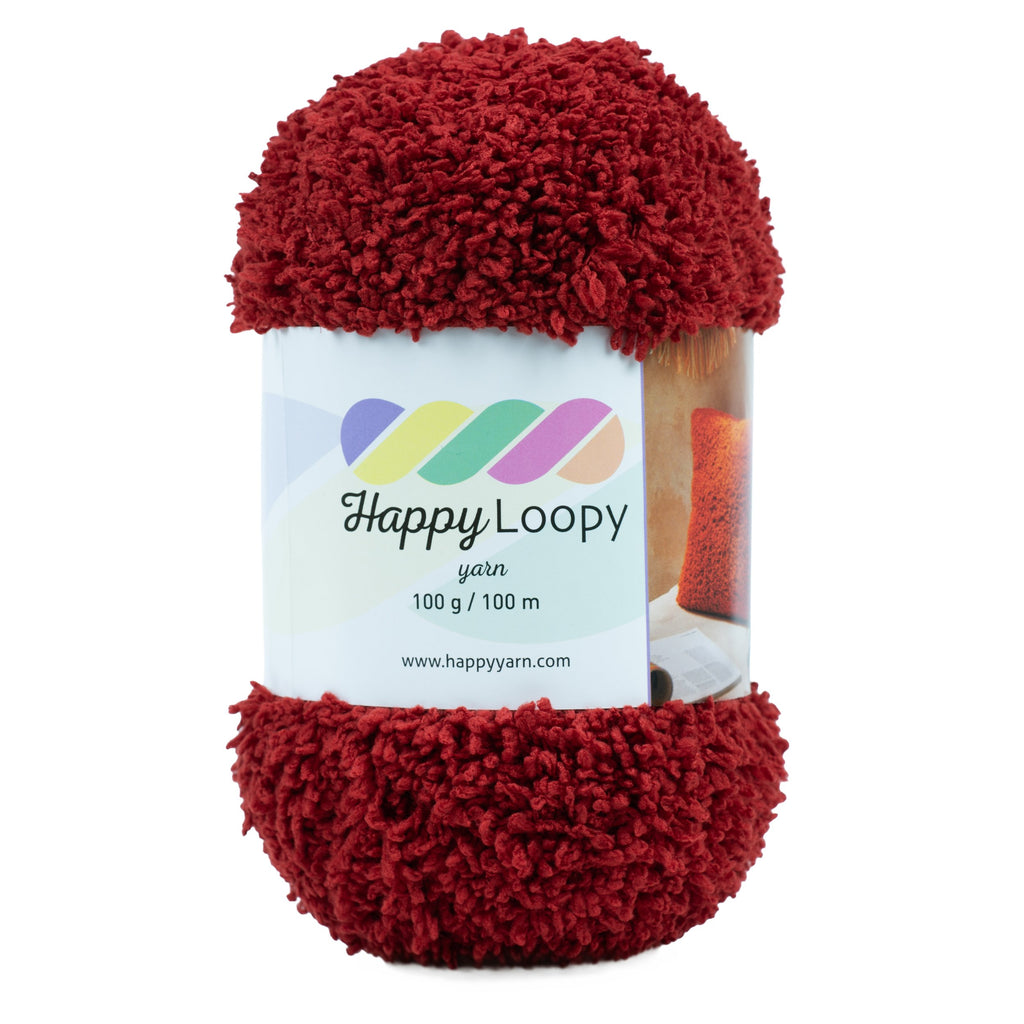 Happy Loopy Yarn - 100g / 100m | %100 Polyester Buklet Örgü İpi - Kırmızı