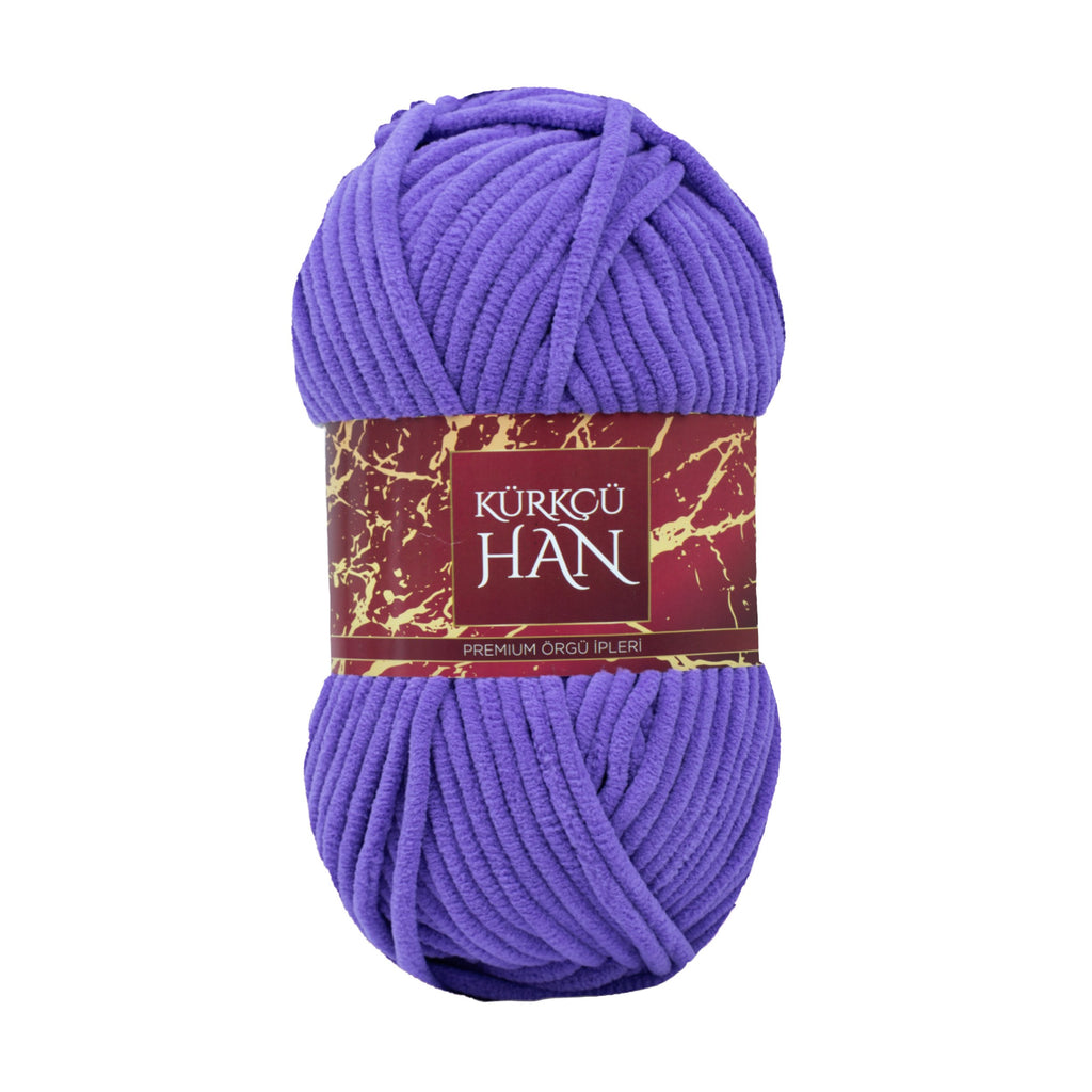 Kadife Örgü İpi 50gr %100 Polyester Yumuşak Pofuduk Koyu Lavanta