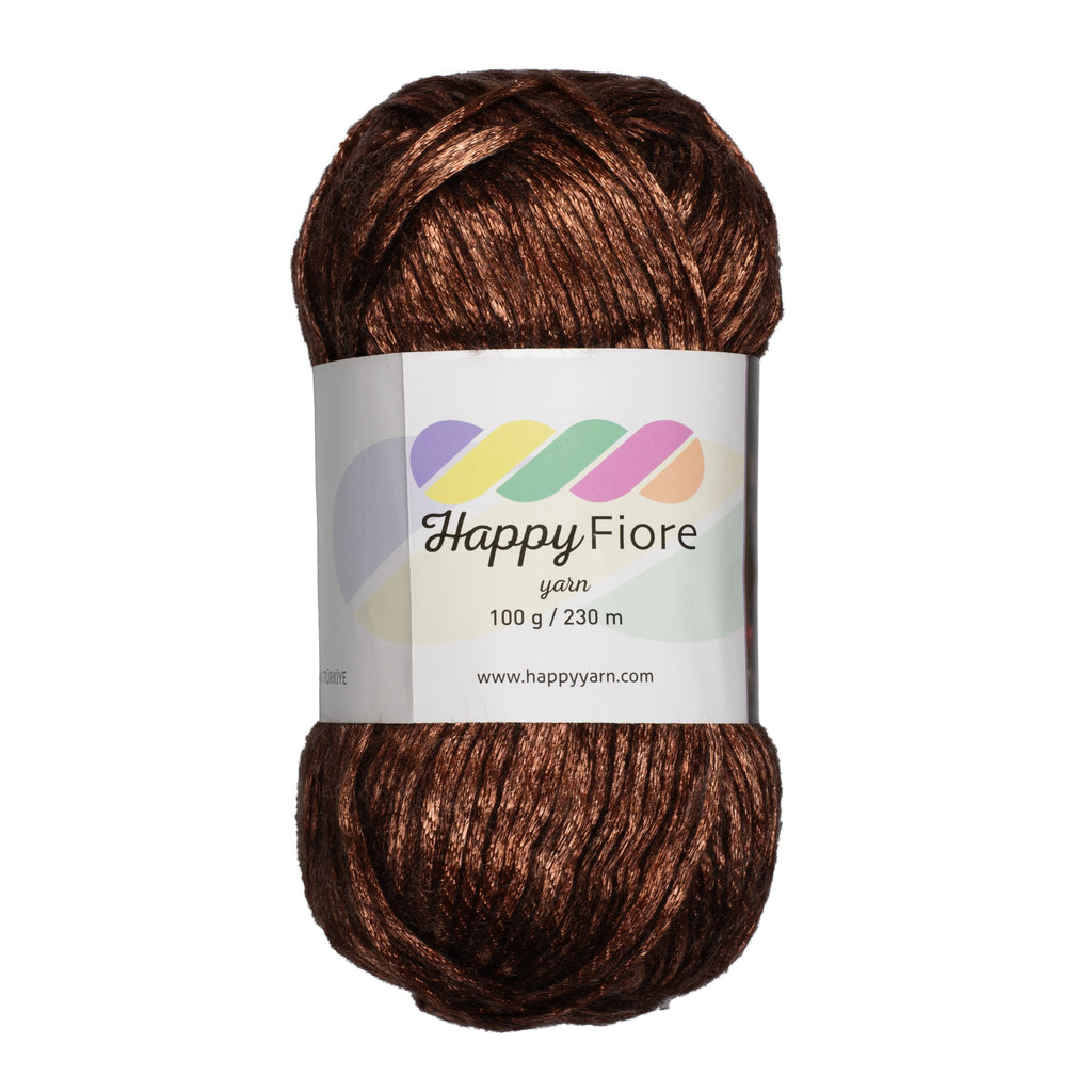 Happy Fiore Parlak Örgü İpi 100gr / 230mt | Yünlü El Örgü İpliği - Açık Kahverengi