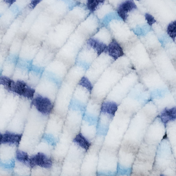 Kürkçü Han Kadife 100GR 95MT Örgü İpi Mavi-Beyaz Ebruli