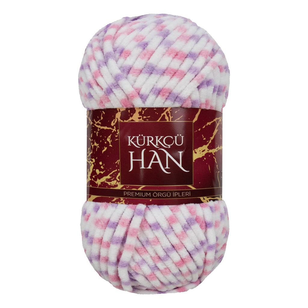 Kürkçü Han Kadife 100GR 95MT Örgü İpi Açık Pembe - Lila
