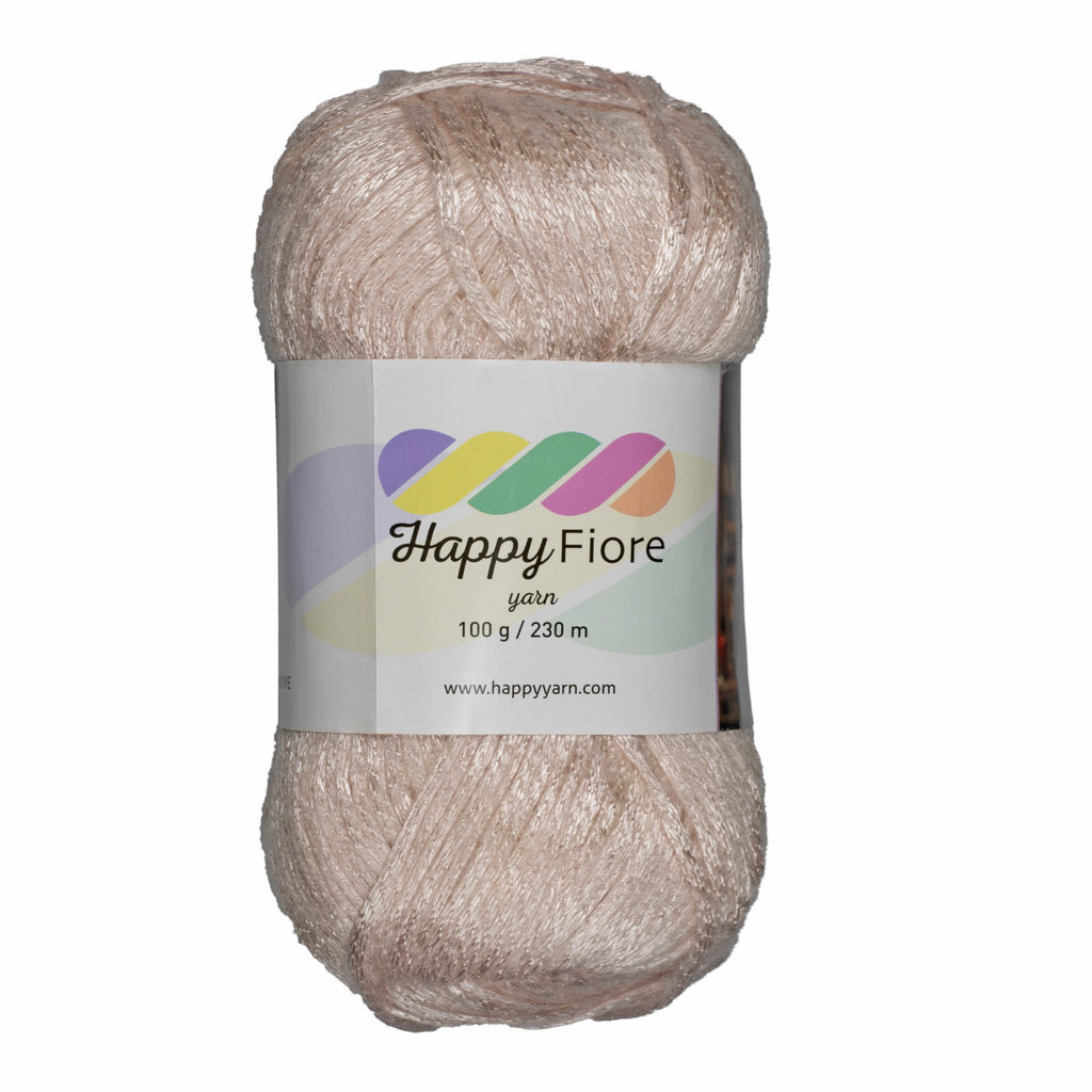 Happy Fiore Parlak Örgü İpi 100gr / 230mt | Yünlü El Örgü İpliği - Bej