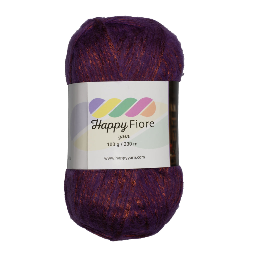 Happy Fiore Parlak Örgü İpi 100gr / 230mt | Yünlü El Örgü İpliği - Mor
