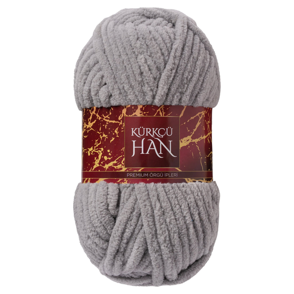 Kürkçü Han Lüks Kadife 100gr 60m El Örgü İpi Taş Gri