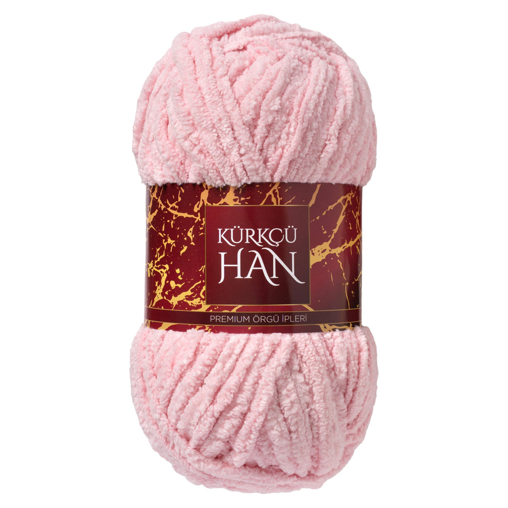 Kürkçü Han Lüks Kadife 100gr 60m El Örgü İpi Şeker Pembe