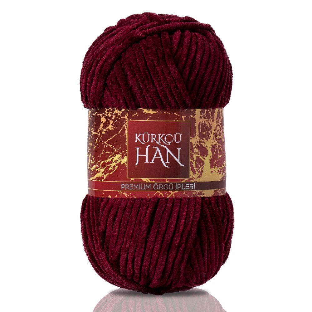 Kadife Örgü İpi 50gr %100 Polyester Yumuşak Pofuduk Bordo
