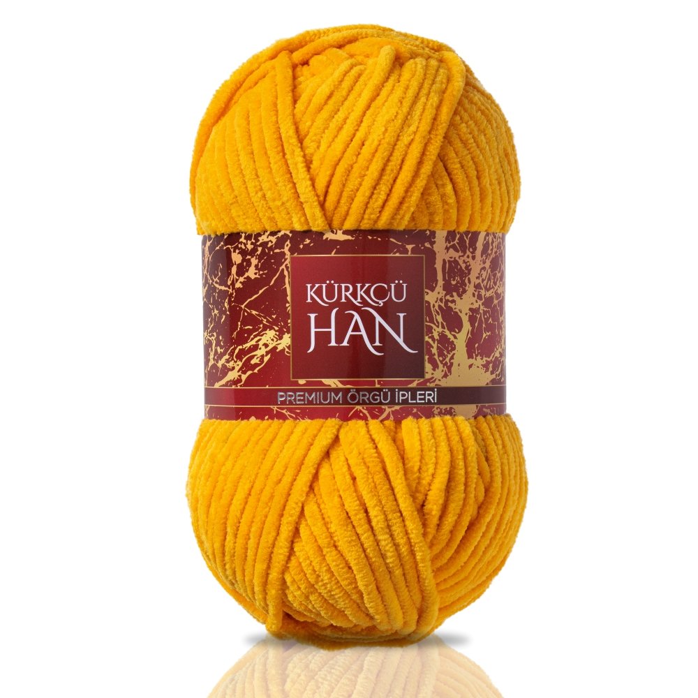 Kadife Örgü İpi 50gr %100 Polyester Yumuşak Pofuduk Sarı