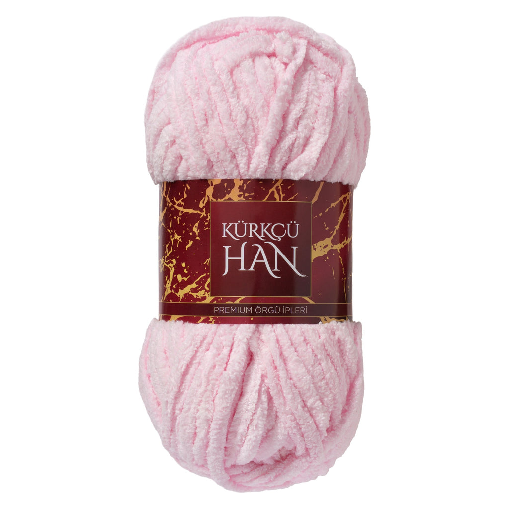 Kürkçü Han Lüks Kadife 100gr 60m El Örgü İpi Pudra Pembe