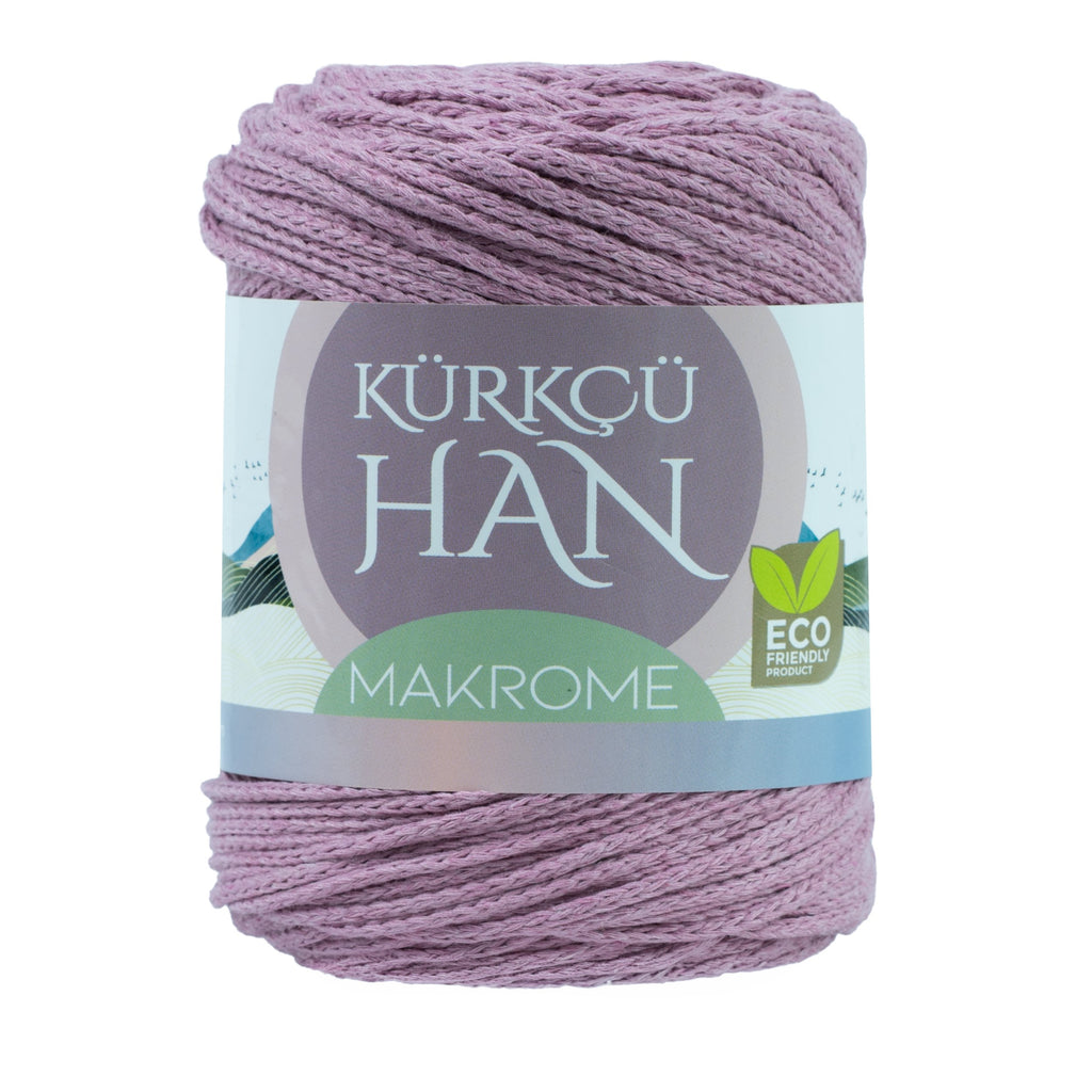 Premium Makrome Ipi 3mm 200gr 120m, %85 Rejenere Pamuk Örgü Ipi - Lavanta