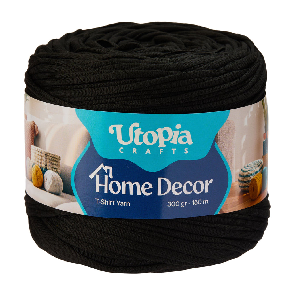 Home Decor T-Shirt Yarn 300g 150m %100 Mikrofiber Polyester - Jet Siyahı