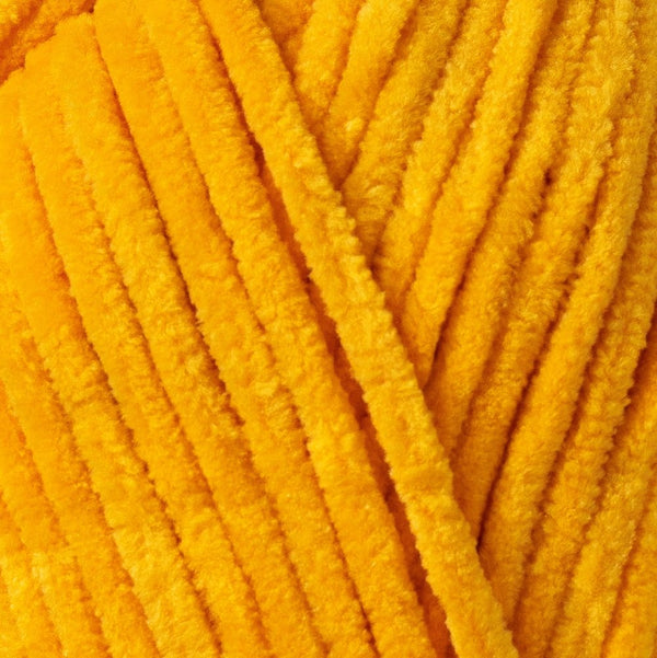 Kadife Örgü İpi 50gr %100 Polyester Yumuşak Pofuduk Sarı