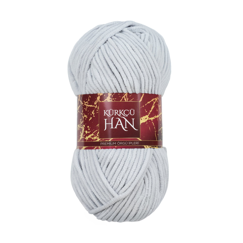 Kadife Yün Buz Mavisi Gri 100 gr %100 Polyester Yumuşak Pofuduk Örgü İpi