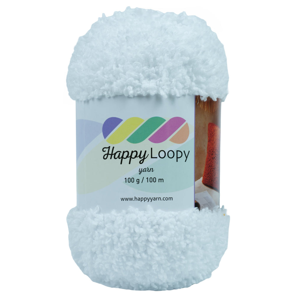 Happy Loopy Yarn - 100g / 100m | %100 Polyester Buklet Örgü İpi - Beyaz