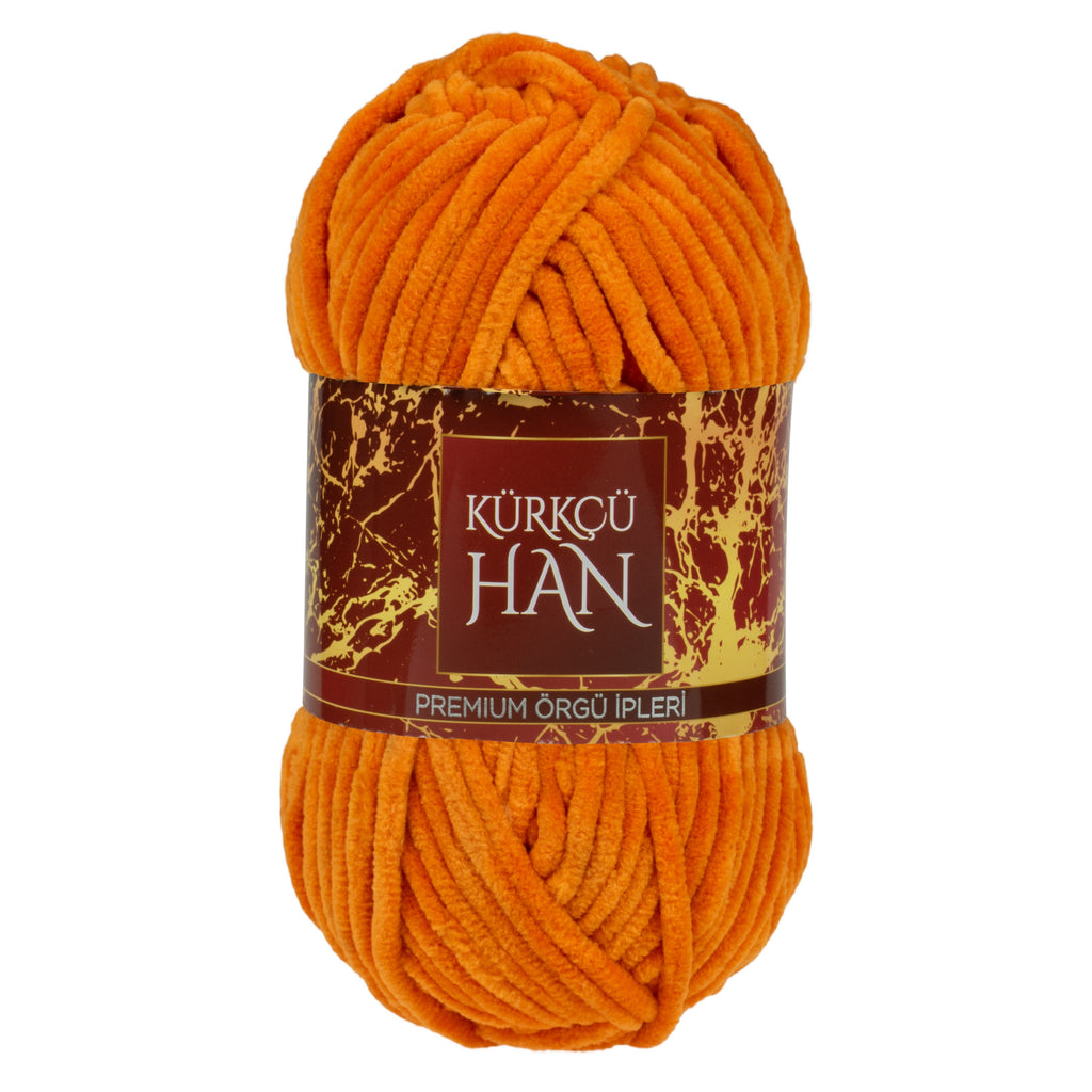 Kadife Örgü İpi 50gr %100 Polyester Yumuşak Pofuduk Turuncu