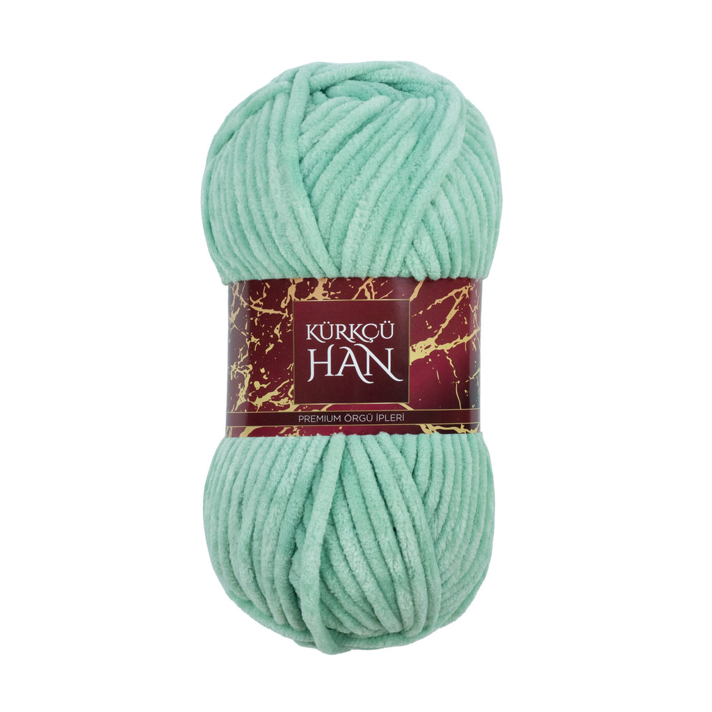 Kadife Yün Pastel Mint 100 gr %100 Polyester Yumuşak Pofuduk Örgü İpi
