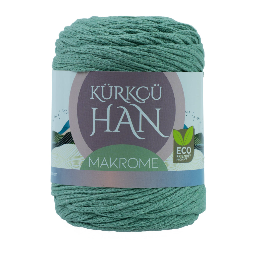 Premium Makrome Ipi 3mm 200gr 120m, %85 Rejenere Pamuk Örgü Ipi - Açık Yeşil