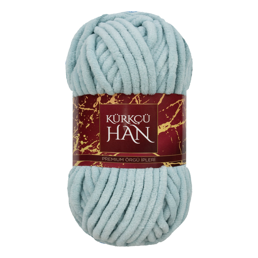 Kürkçü Han Kadife 100GR 95MT Örgü İpi Açık Mint