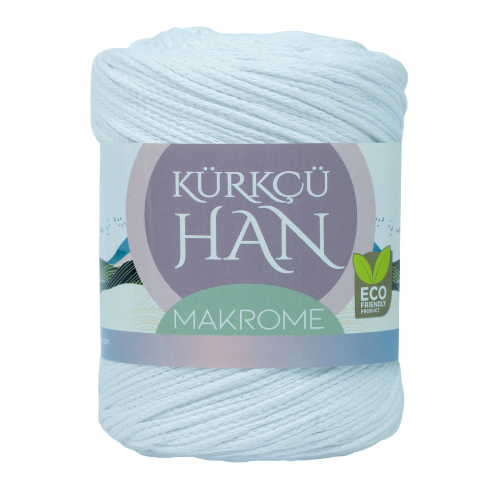 Premium Makrome Ipi 3mm 200gr 120m, %85 Rejenere Pamuk Örgü Ipi - Beyaz