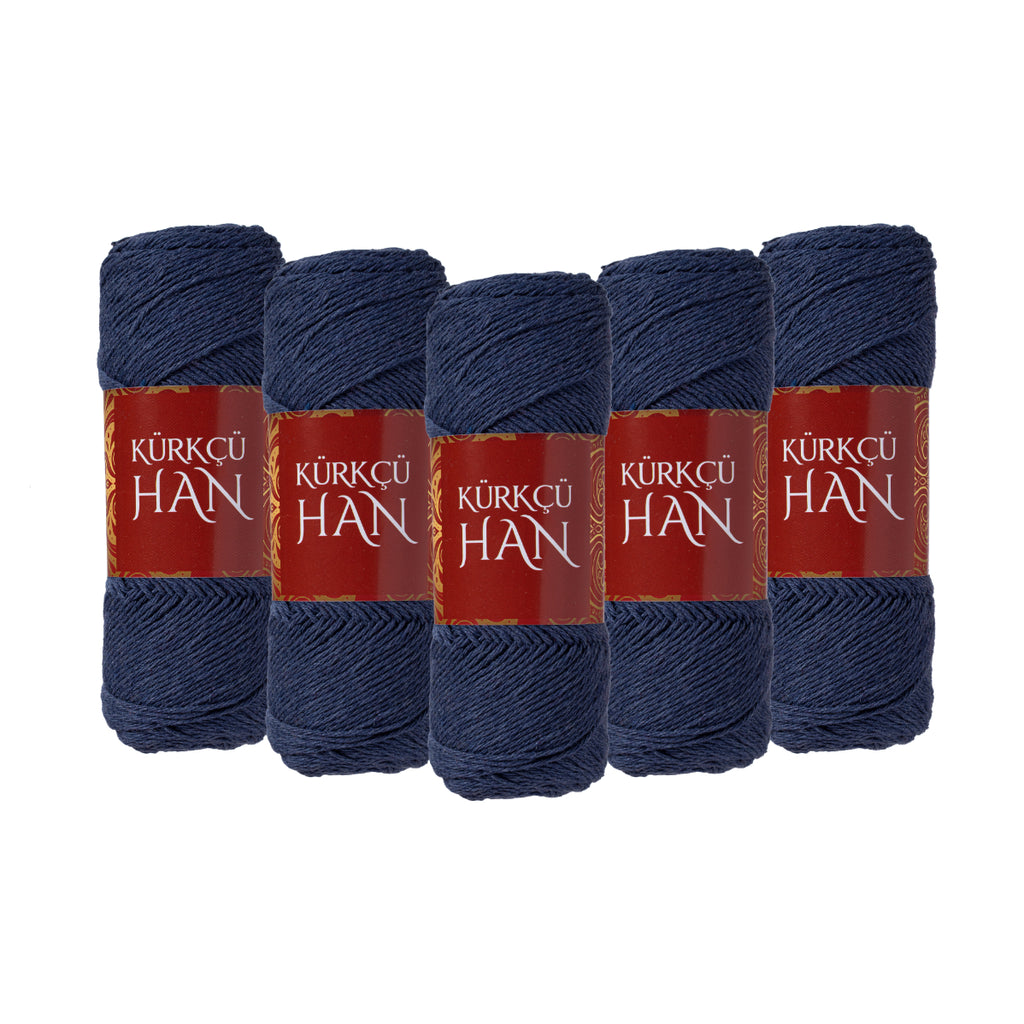 Kürkçü Han Lale Örgü İpi 5'li Paket Koyu Mavi