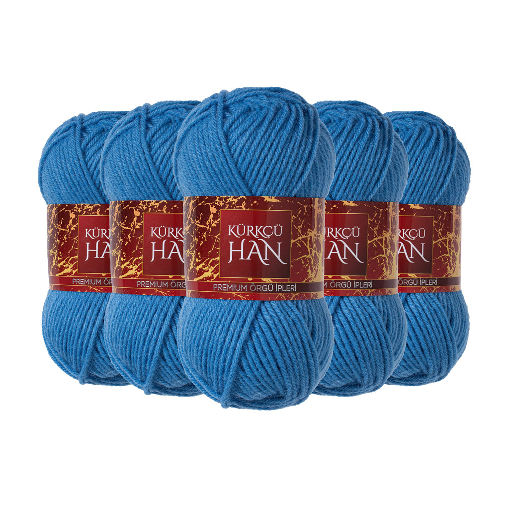Kürkçü Han Dekor El Örgü İpi 5'li Paket Tozlu Mavi