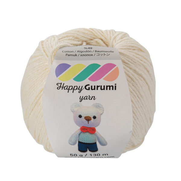 Happy Yarn Happy Gurumi Off-White Amigurumi Knitting Yarn 50gr 130m 5 Pack