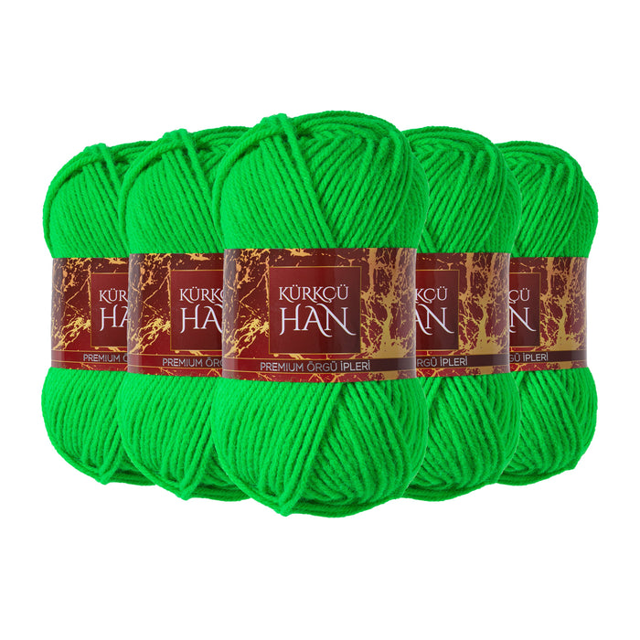 Kürkçü Han Dekor El Örgü İpi 5'li Paket Lime Yeşili