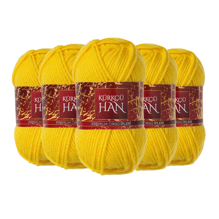 Kürkçü Han Dekor El Örgü İpi 5'li Paket Sarı